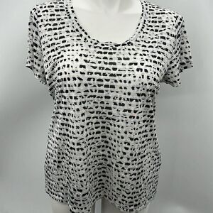 Chaus Sport striped animal print lightweight short sleeve top